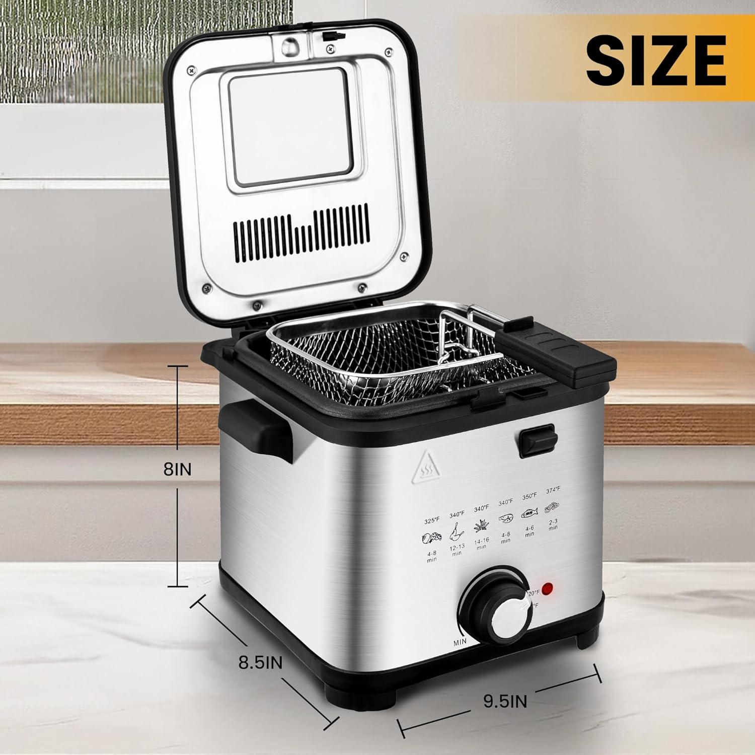 image:imageSUSTEAS Deep Fryer 2 Baskets Electric Oil Fryer with 54QT6L3000W Timer Control Adjustable Temperature Lid with Viewing Window and Odor Free Filter Stainless Steel Perfect for Kitchen Fry Fish15L