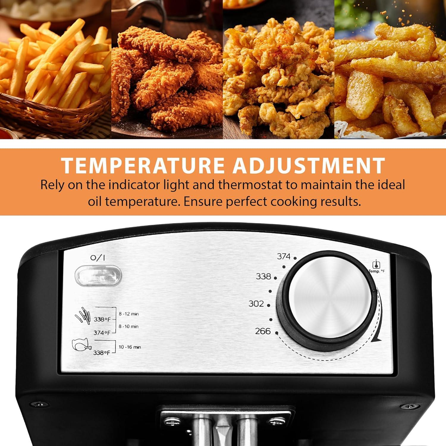 image:imageSUSTEAS Deep Fryer 2 Baskets Electric Oil Fryer with 54QT6L3000W Timer Control Adjustable Temperature Lid with Viewing Window and Odor Free Filter Stainless Steel Perfect for Kitchen Fry Fish60L