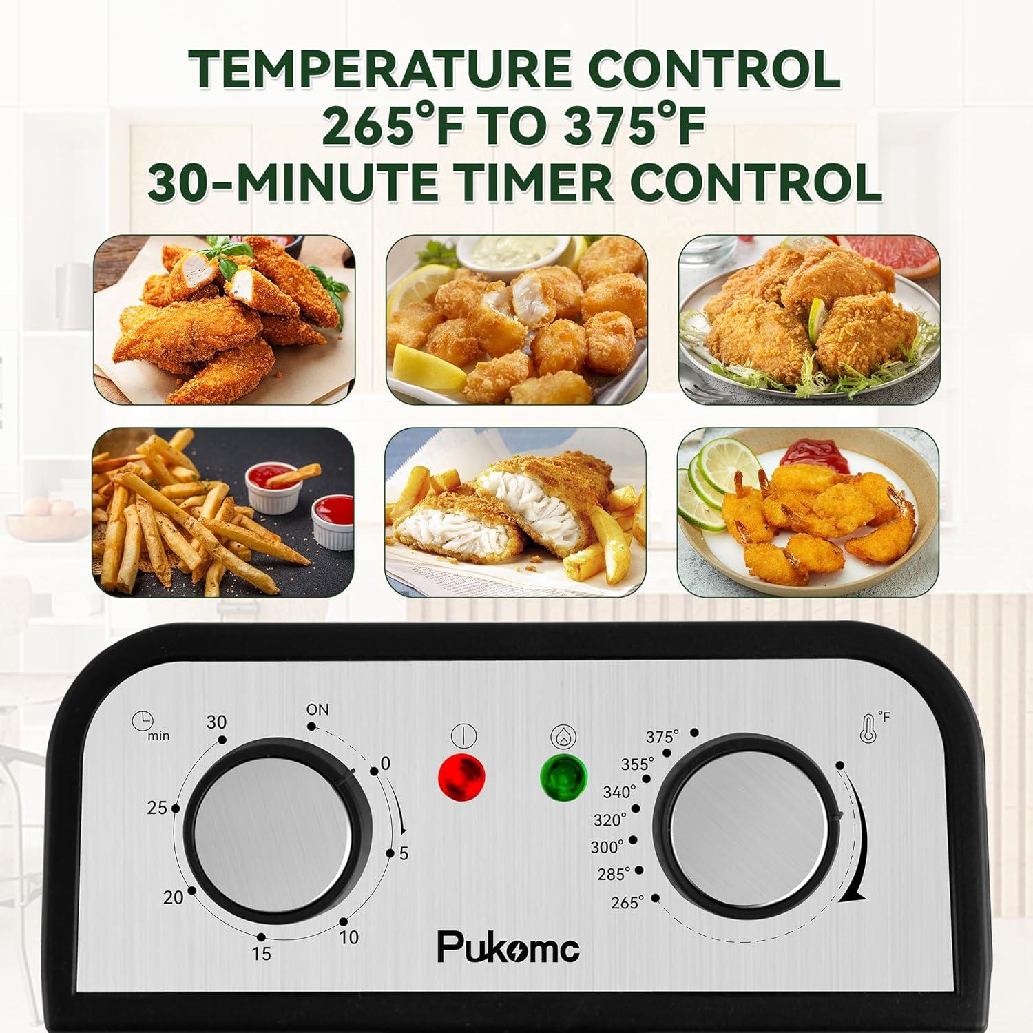 image:imageSUSTEAS Deep Fryer 2 Baskets Electric Oil Fryer with 54QT6L3000W Timer Control Adjustable Temperature Lid with Viewing Window and Odor Free Filter Stainless Steel Perfect for Kitchen Fry Fish50L
