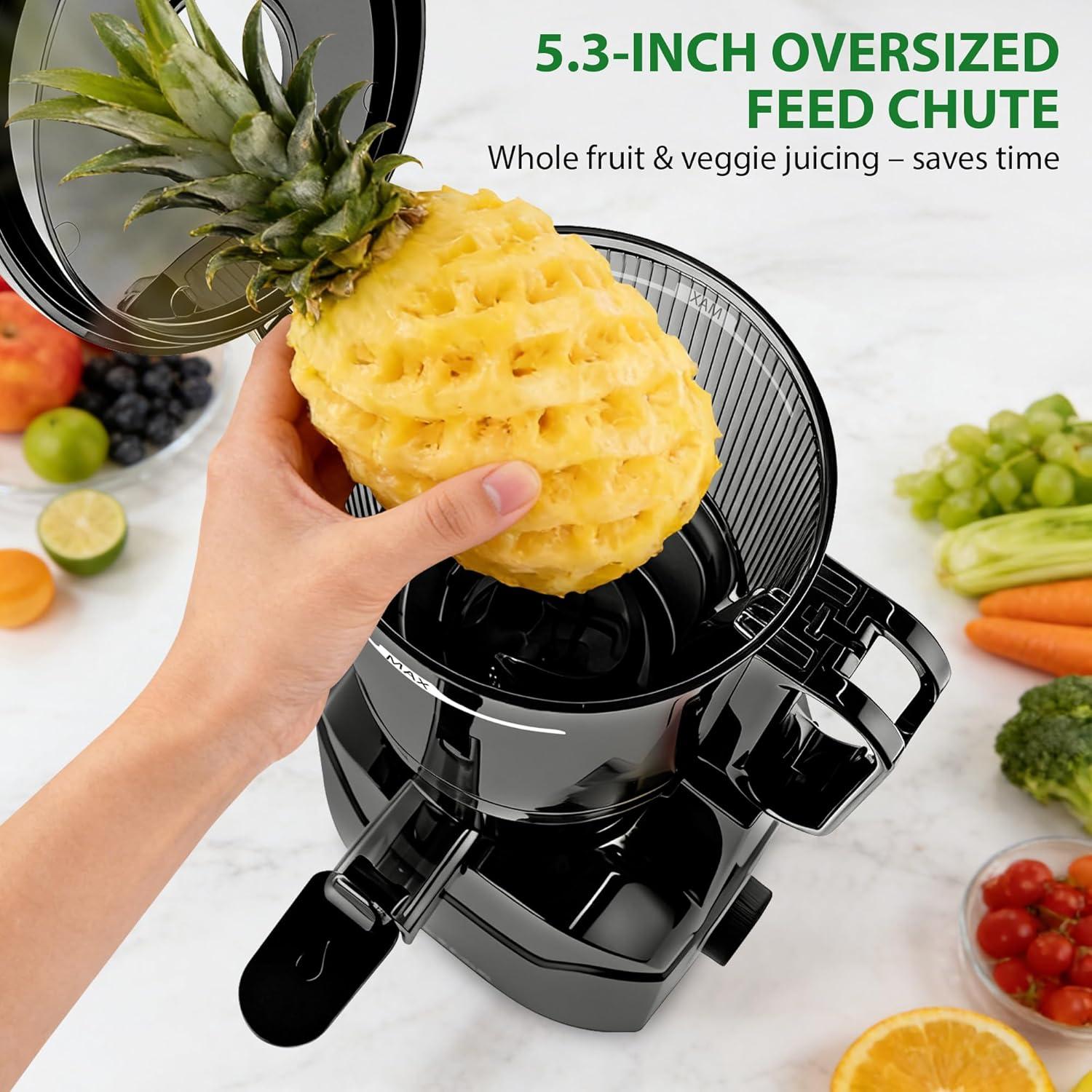 image:imageSUSTEAS Juicer Machines with 53 Extra Wide ChuteCold Press Juicer for Whole Fruits amp Vegetables 64oz Capacity Juice Extractor 250W Easy to Clean High Juice Yield Home Juicer Premium Black