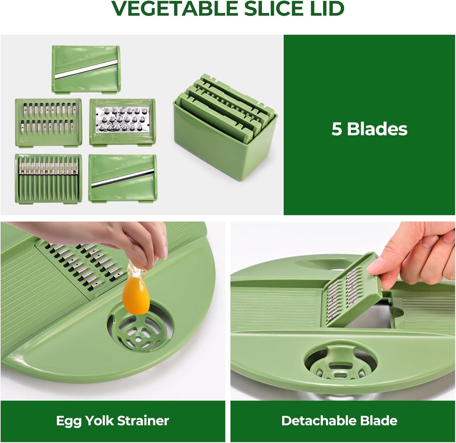 image:imageSUSTEAS Stainless Steel Salad Spinner Large Vegetables Wash Bowl Fruits amp Herb Lettuce Dryer with 5 Blade Slicer Egg Yolk Strainer Shredder for Efficient Salad Preparation and Food Washing 425QtSalad Spinner with Slicer