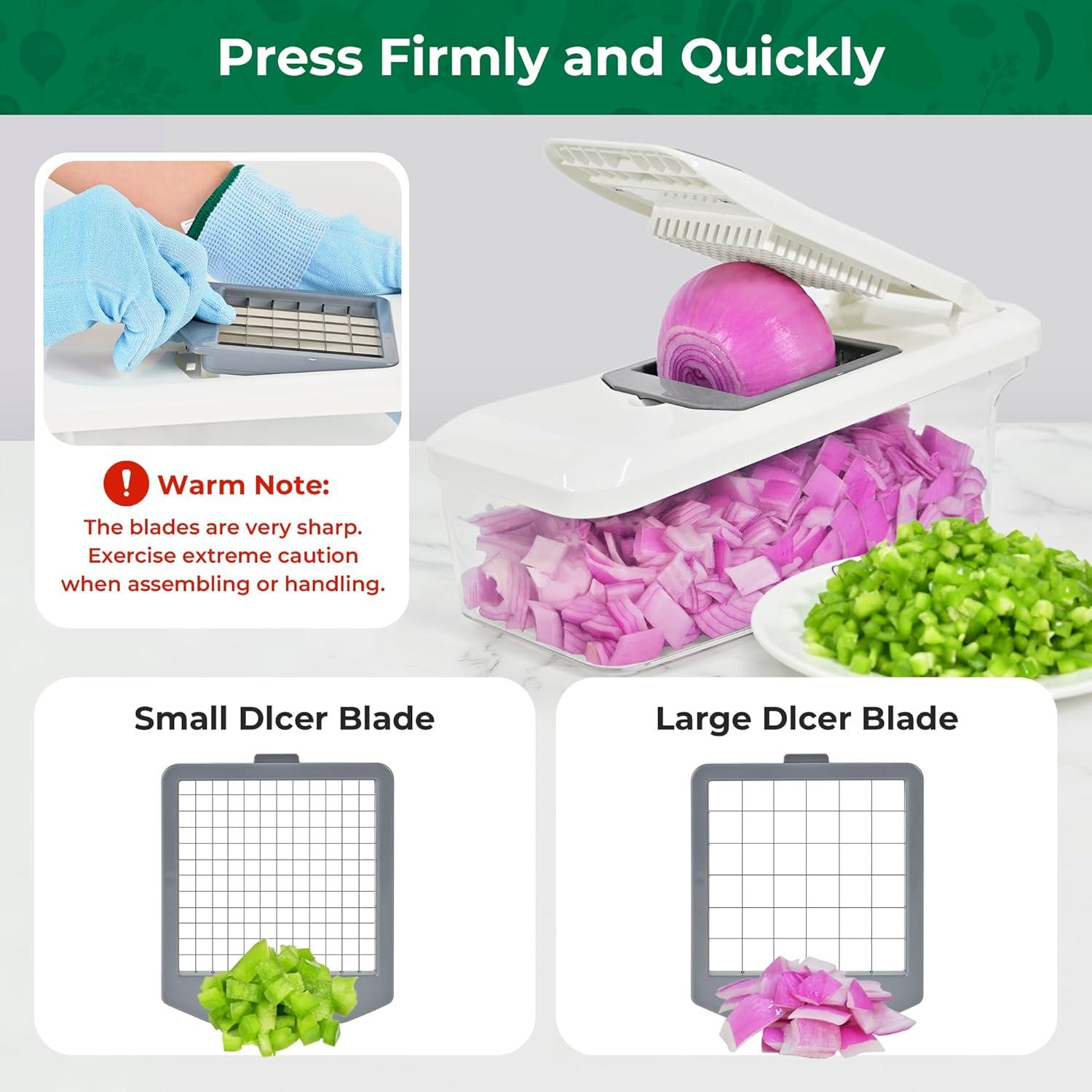 image:imageSUSTEAS Vegetable Chopper Mandoline Slicer6 Blade Pro Food Chopper Onion Potato Dicer Veggie Cutter for Salad Carrot Cucumber Home Kitchen Gadgets Accessories Essentials10 in 1 Grayish White