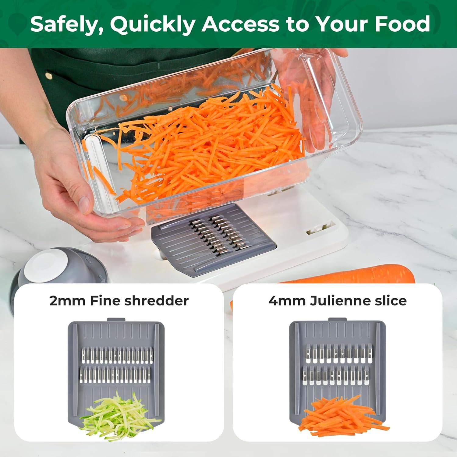 image:imageSUSTEAS Vegetable Chopper Mandoline Slicer6 Blade Pro Food Chopper Onion Potato Dicer Veggie Cutter for Salad Carrot Cucumber Home Kitchen Gadgets Accessories Essentials10 in 1 Grayish White
