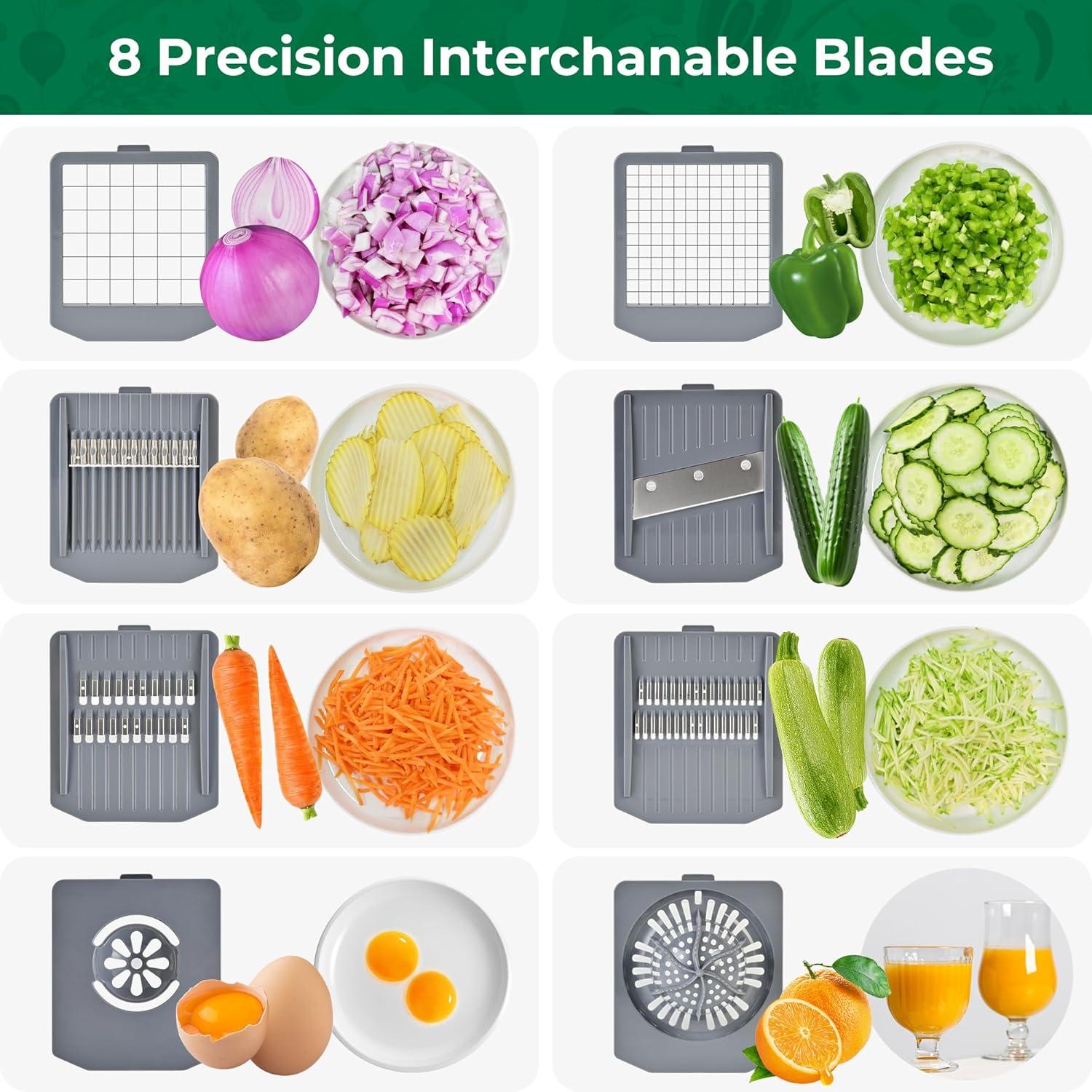 image:imageSUSTEAS Vegetable Chopper Mandoline Slicer6 Blade Pro Food Chopper Onion Potato Dicer Veggie Cutter for Salad Carrot Cucumber Home Kitchen Gadgets Accessories Essentials10 in 1 Grayish White