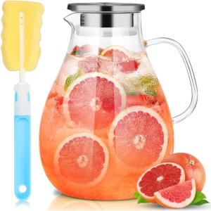 image:imageSUSTEAS 3 Litre 101oz Glass Pitcher Jar with Lid and Nozzle 317Quart ColdHot Water Glass Water Bottle Ice Tea for Refrigerator Large Water Jar for Juice Milk Coffee or Homemade Drinks101oz