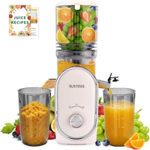 image:imageSUSTEAS Cold Press Juicer 300W 53 Large Feed Chute 15L Capacity Automatic Feeding High Yield Easy to Clean Ideal for Whole Fruits amp Vegetables BlackWhite