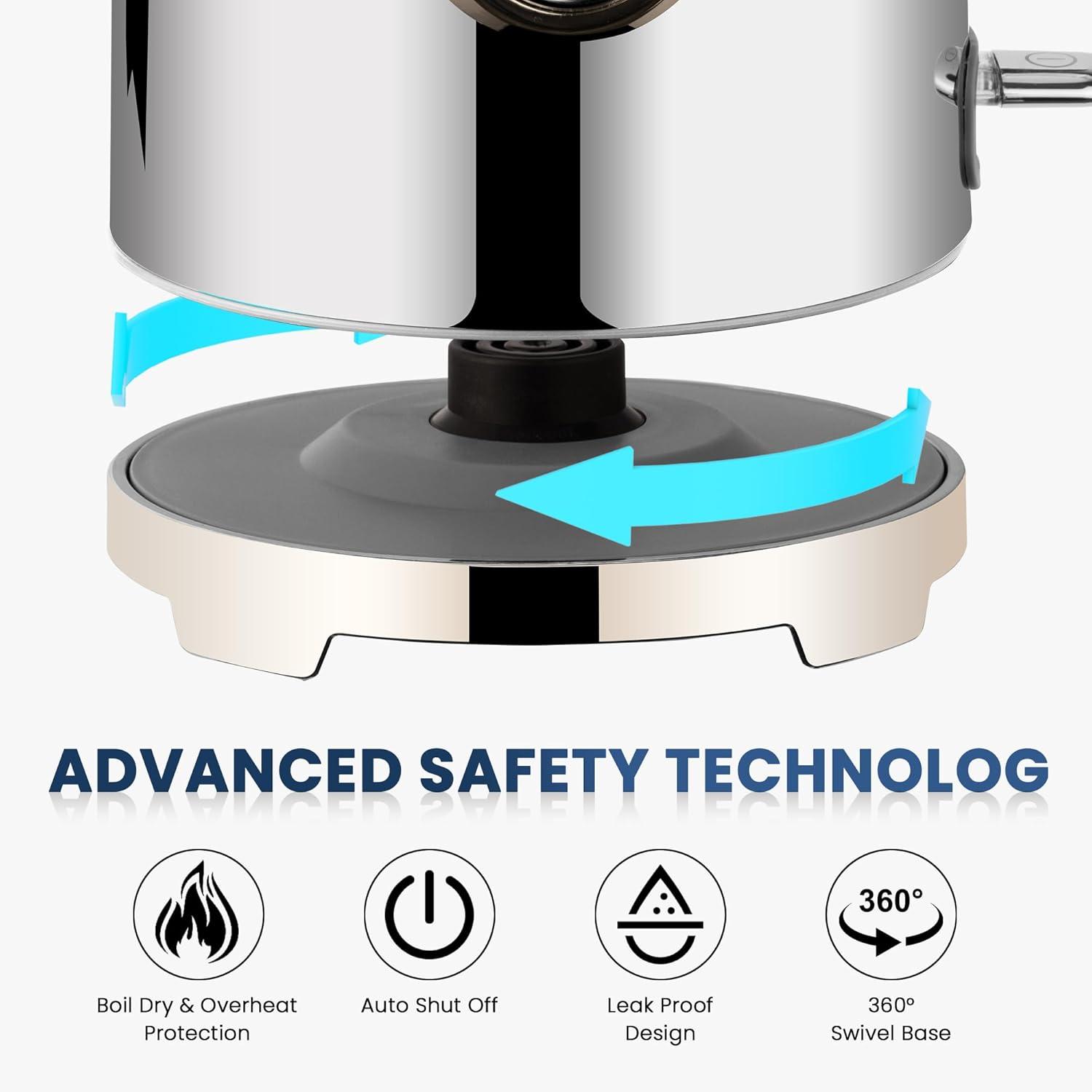 image:imageSUSTEAS Electric Kettle 57oz Hot Tea Water Boiler with Thermometer 1500W Fast Heating Stainless Steel Pot Cordless LED Indicator Auto ShutOff amp Boil Dry Protection Silver