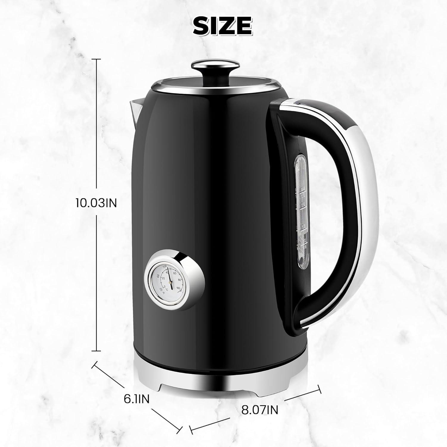 image:imageSUSTEAS Electric Kettle Temperature Control 57oz Hot Water Boiler with Thermometer 1500W Fast Heating Stainless Steel Tea Kettles Cordless LED Indicator Auto ShutOff amp Boil Dry ProtectionBlack