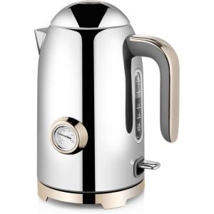 image:imageSUSTEAS Electric Kettle  57oz Hot Tea Water Boiler with Thermometer 1500W Fast Heating Stainless Steel Pot Cordless LED Indicator Auto ShutOff amp Boil Dry Protection Silver