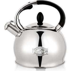 image:imageSUSTEAS Stove Top Whistling Tea Kettle  Food Grade Stainless Steel Teakettle Teapot with Cool Touch Ergonomic Handle With 1 Silicone Pinch Mitt Included 264 QuartNAVY BLUESilver