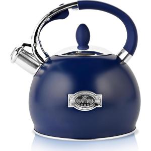 image:imageSUSTEAS Stove Top Whistling Tea Kettle  Food Grade Stainless Steel Teakettle Teapot with Cool Touch Ergonomic Handle With 1 Silicone Pinch Mitt Included 264 QuartNAVY BLUENavy Blue