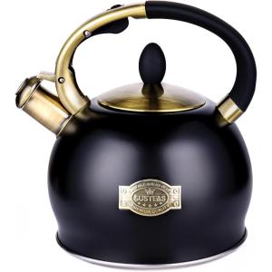 image:imageSUSTEAS Stove Top Whistling Tea Kettle  Food Grade Stainless Steel Teakettle Teapot with Cool Touch Ergonomic Handle With 1 Silicone Pinch Mitt Included 264 QuartNAVY BLUEBlack
